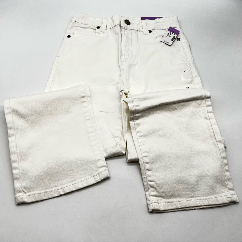 Evsie Girls White High Rise Jeans w/Lavender Stitching on Back Pocket-Size 11 - Picture 5 of 14